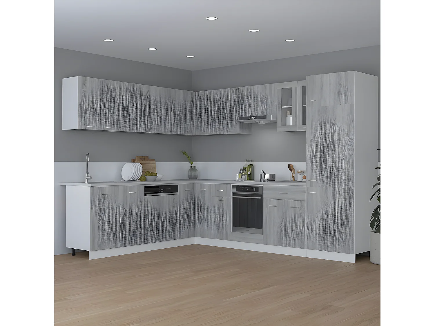 Hangkast 80x31x60 cm bewerkt hout grijs sonoma eikenkleurig BE989498