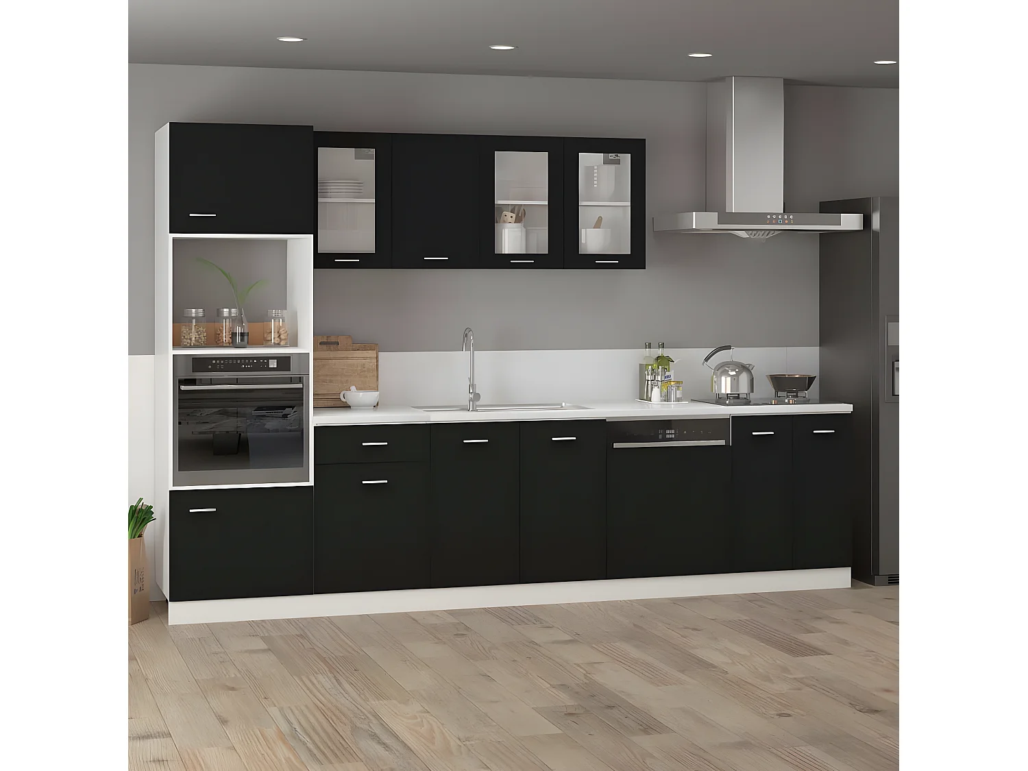 Armoire en verre suspendue Noir 40x31x60 cm Bois d'ingénierie FR64831