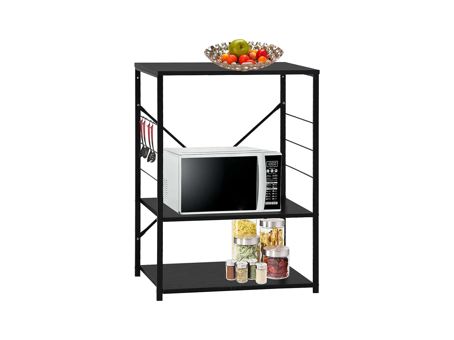 Armoire à four à micro-ondes Noir 60x39,6x79,5 cm FR69866