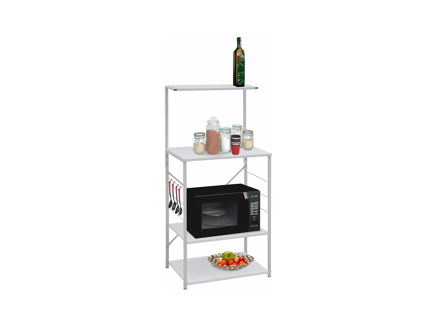Armoire à micro-ondes Blanc 60x39,6x123 cm Bois d'ingénierie FR20533
