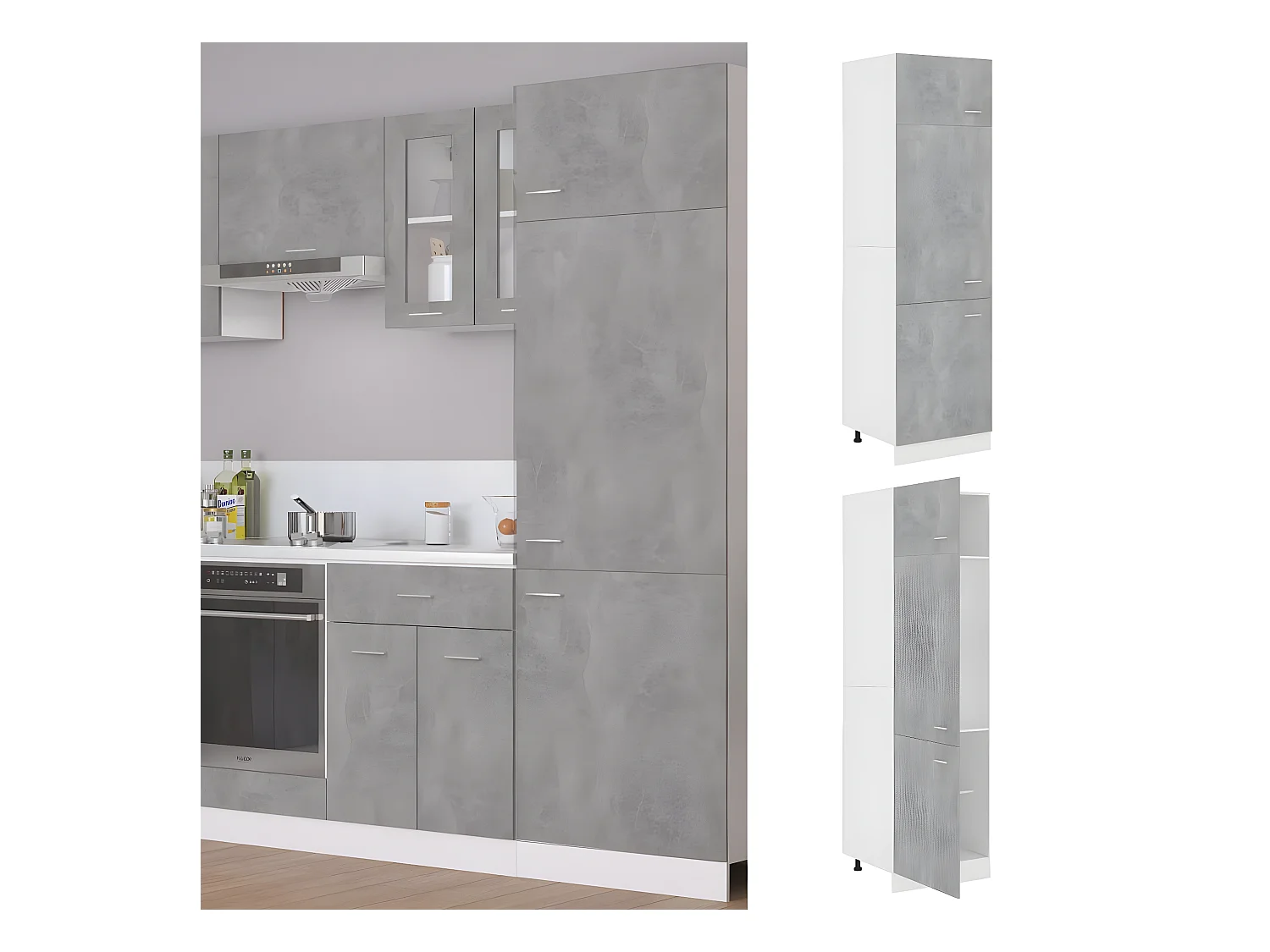 Armoire de réfrigérateur Gris béton 60x57x207cm Bois ingénierie FR33035