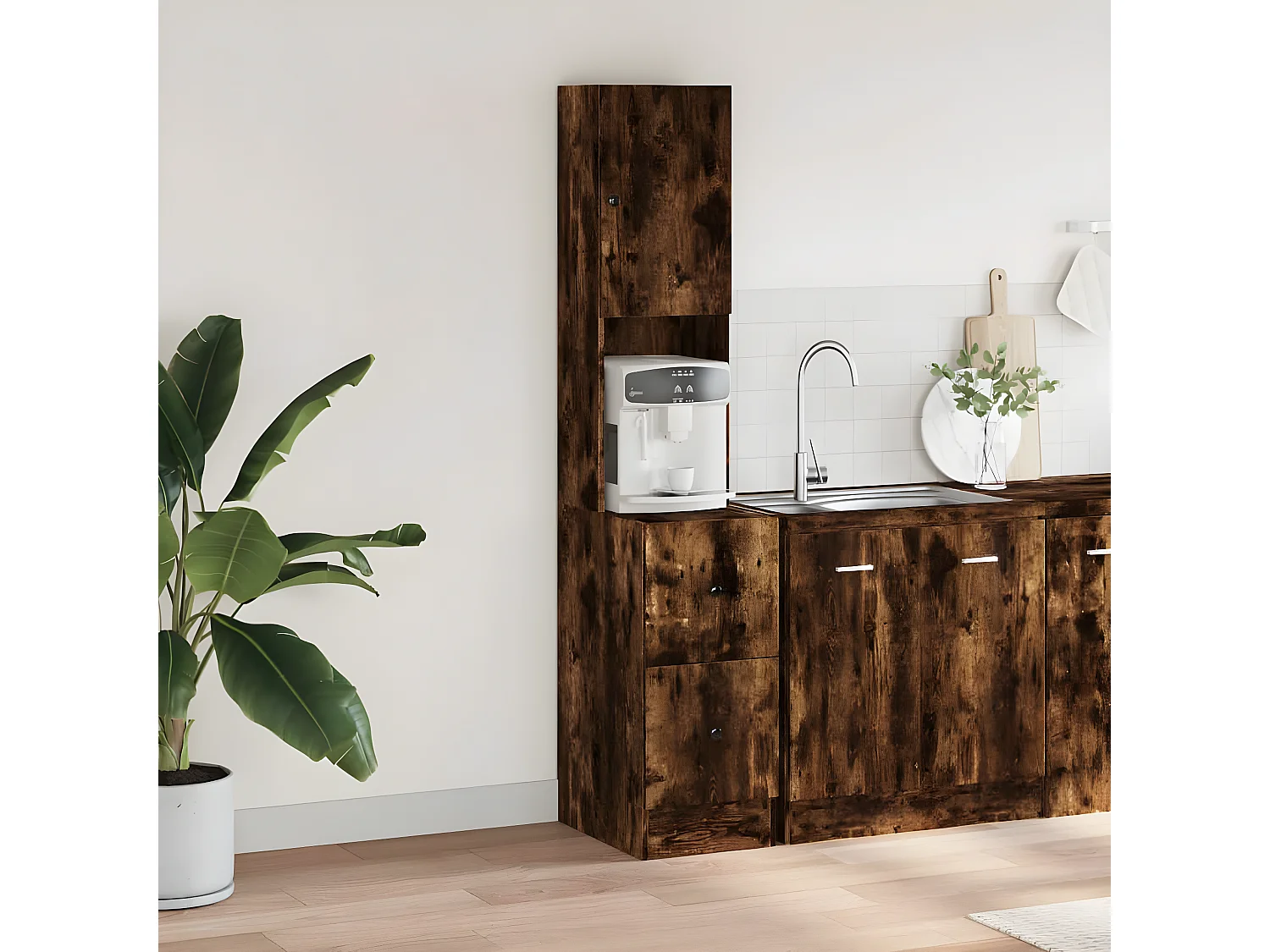 Mueble de cocina madera ingeniería roble ahumado 35x50x180 cm ES807123