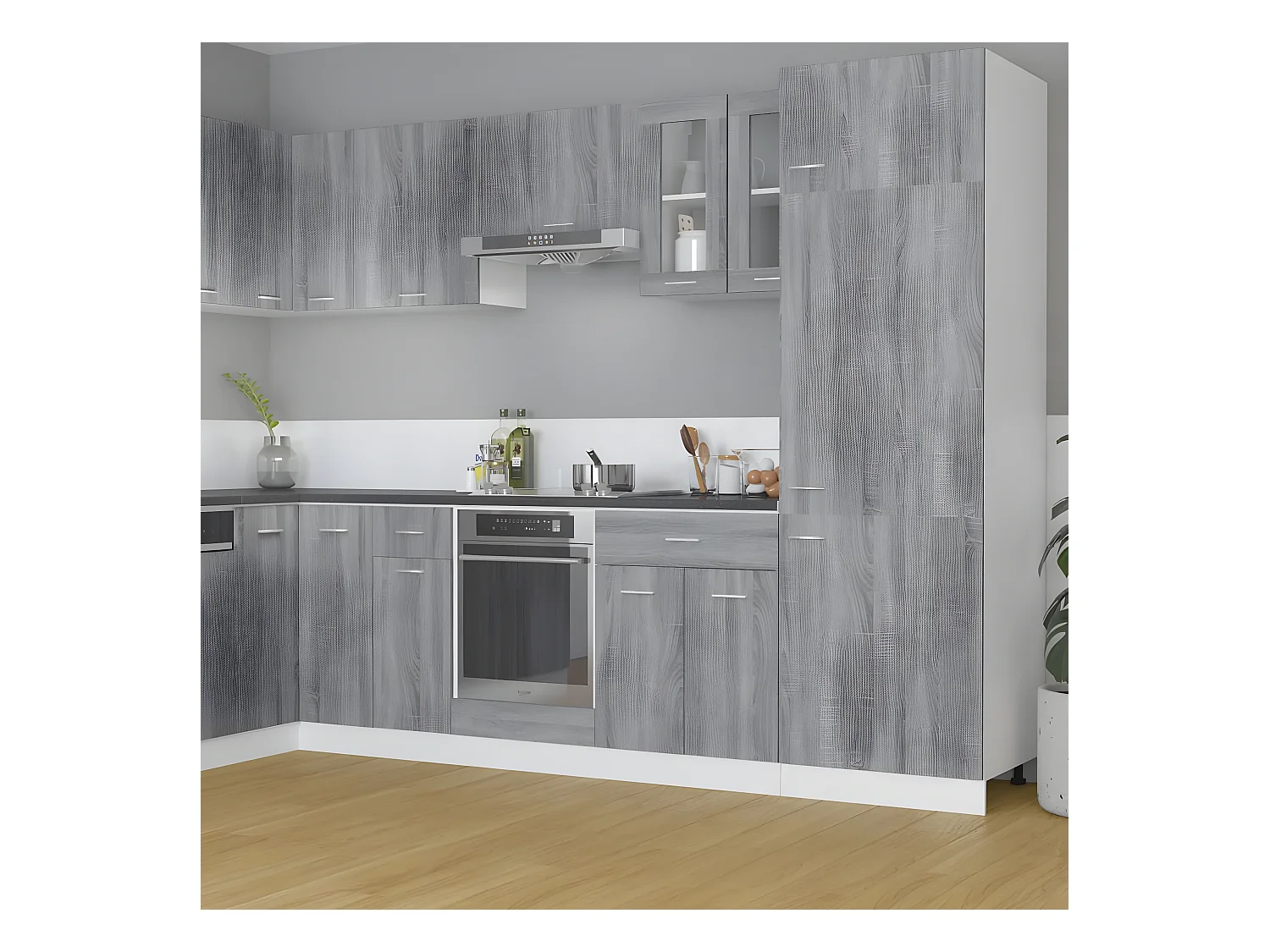 Armoire en verre suspendue Sonoma gris Bois d'ingénierie FR92493