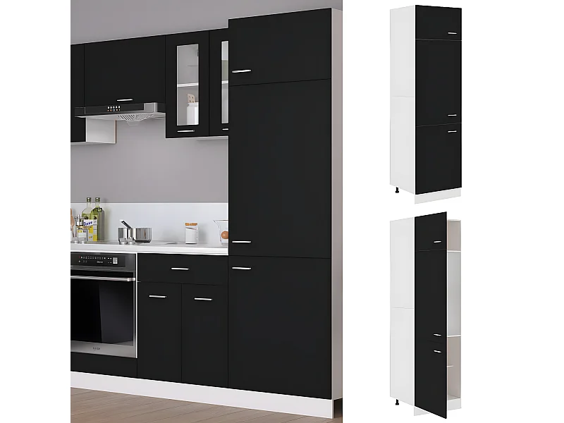 Armário para frigorífico 60x57x207cm derivados madeira preto PT906895