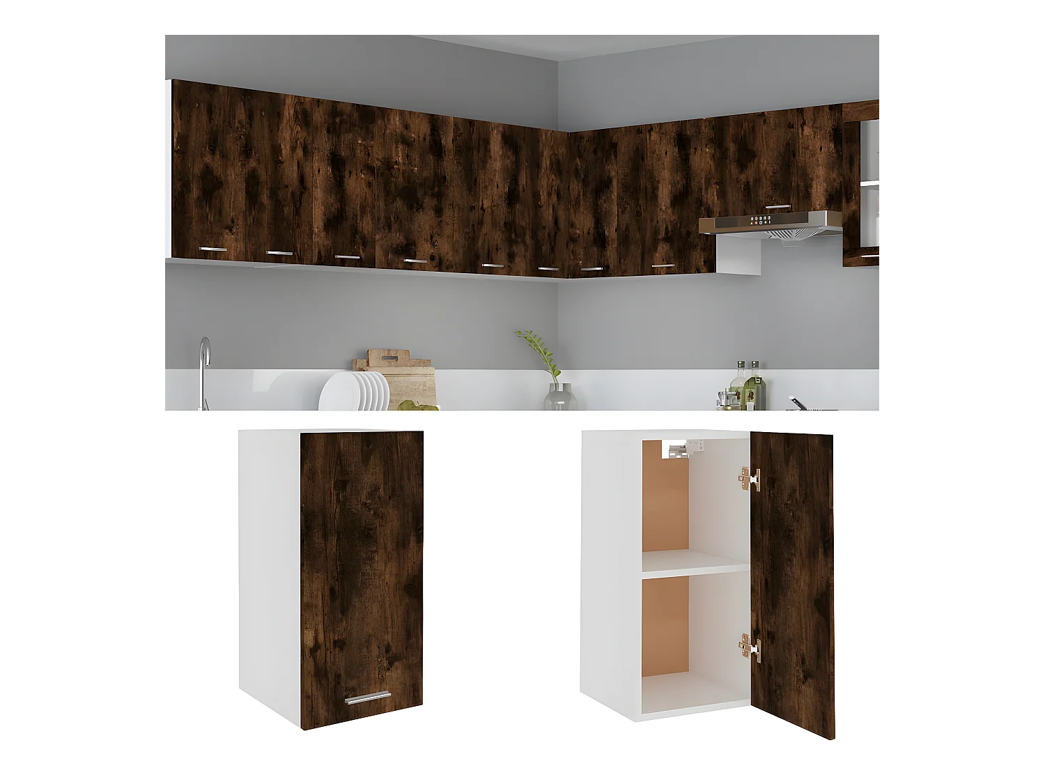 Armoire suspendue Chêne fumé 29,5x31x60 cm Bois d'ingénierie FR72856