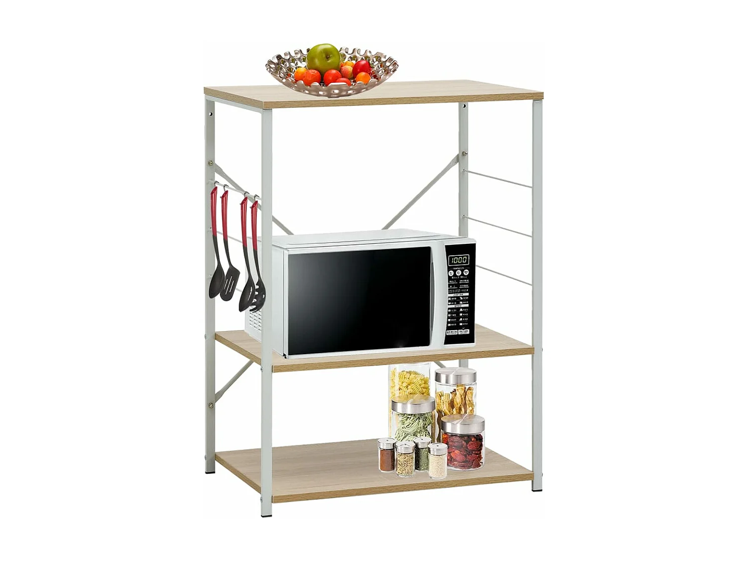 Magnetronkast 60x39,6x79,5 cm bewerkt hout wit en eikenkleurig BE127090