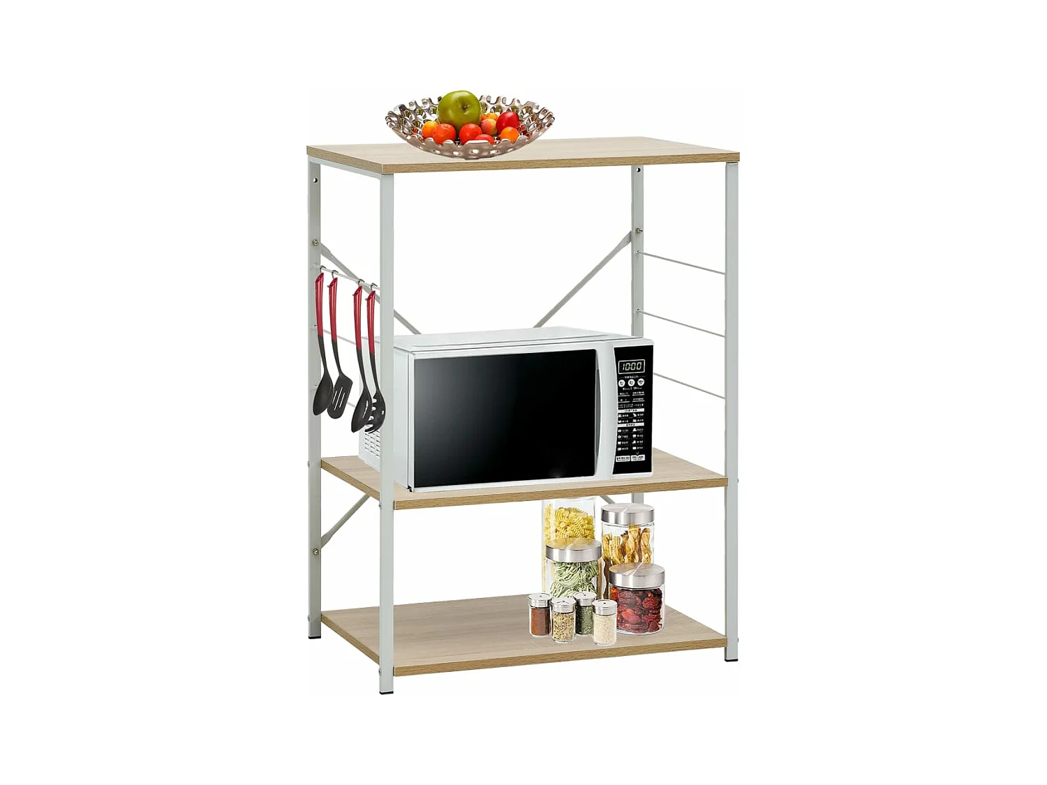 Armoire à micro-ondes Blanc et chêne 60x39,6x79,5 cm FR91230