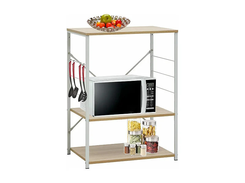 Armoire à micro-ondes Blanc et chêne 60x39,6x79,5 cm FR91230