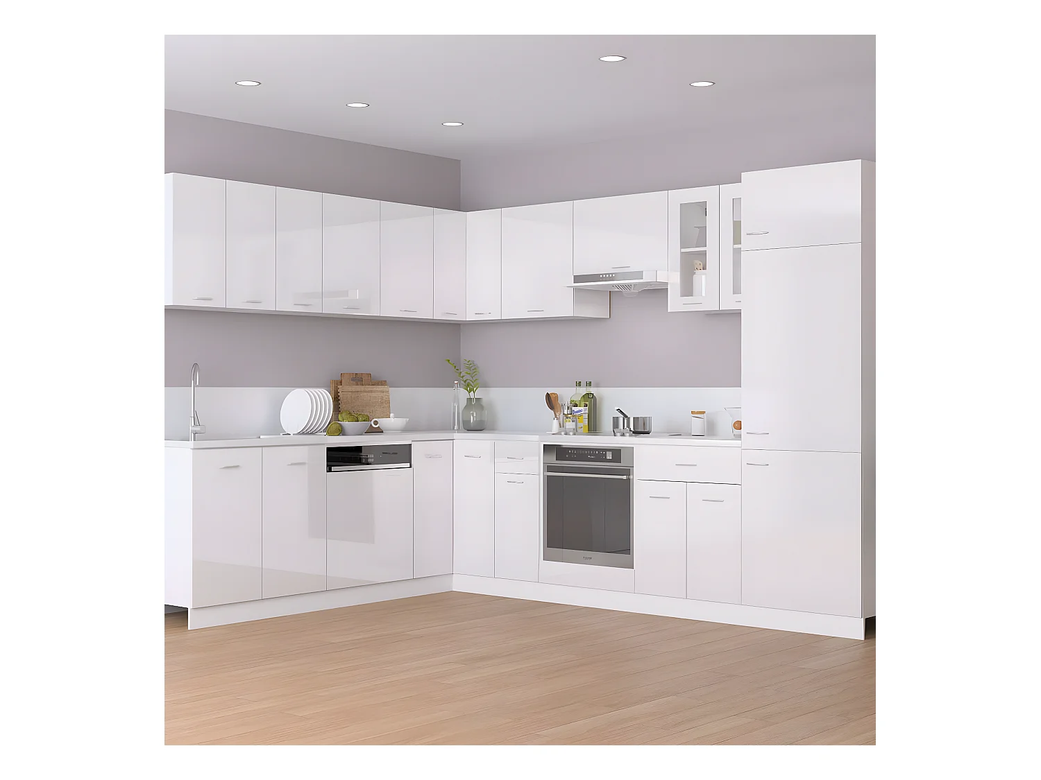 Meuble sous évier Blanc brillant Bois d’ingénierie FR89076