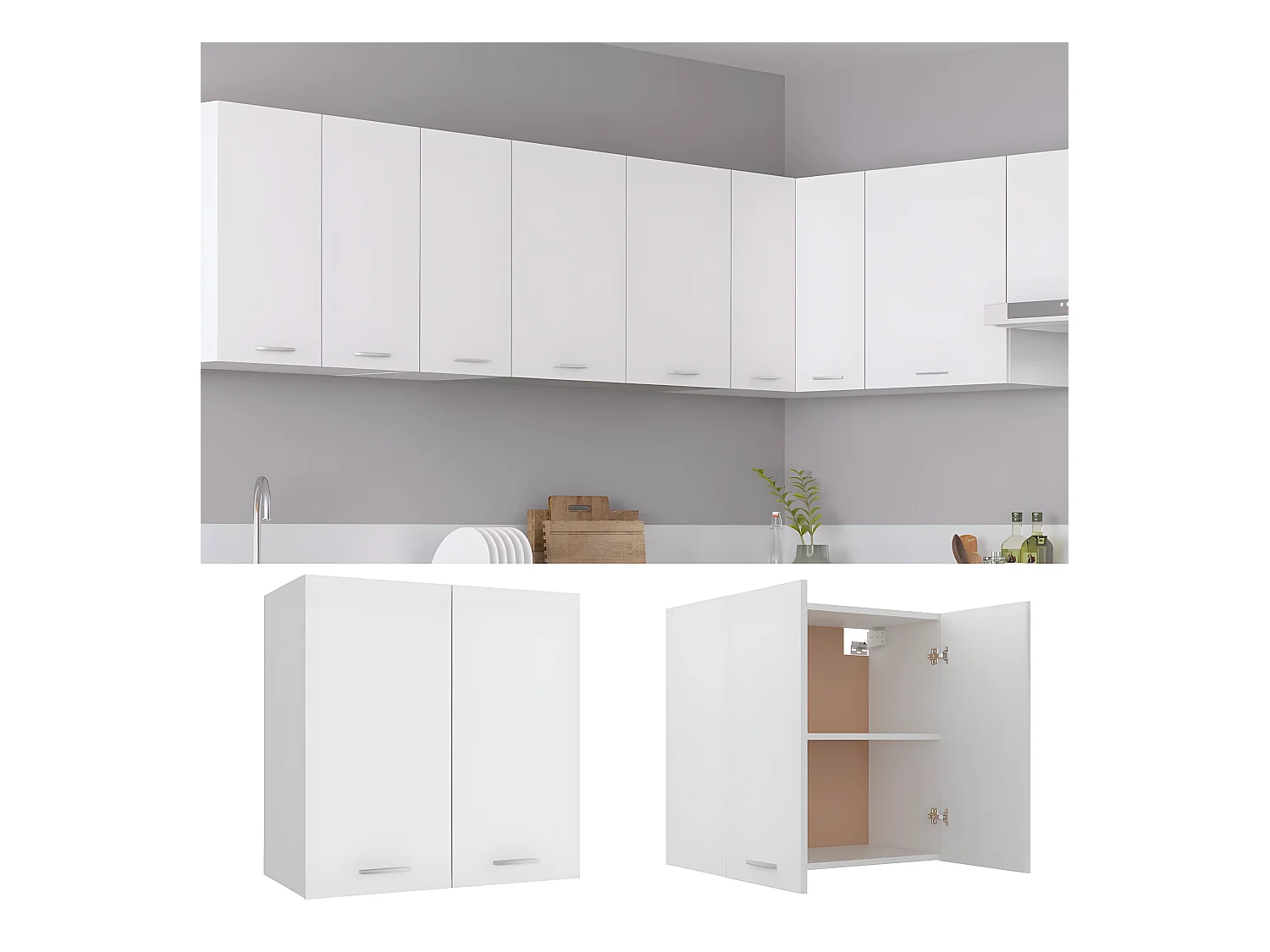 Armário de parede 60x31x60 cm derivados de madeira branco PT490545