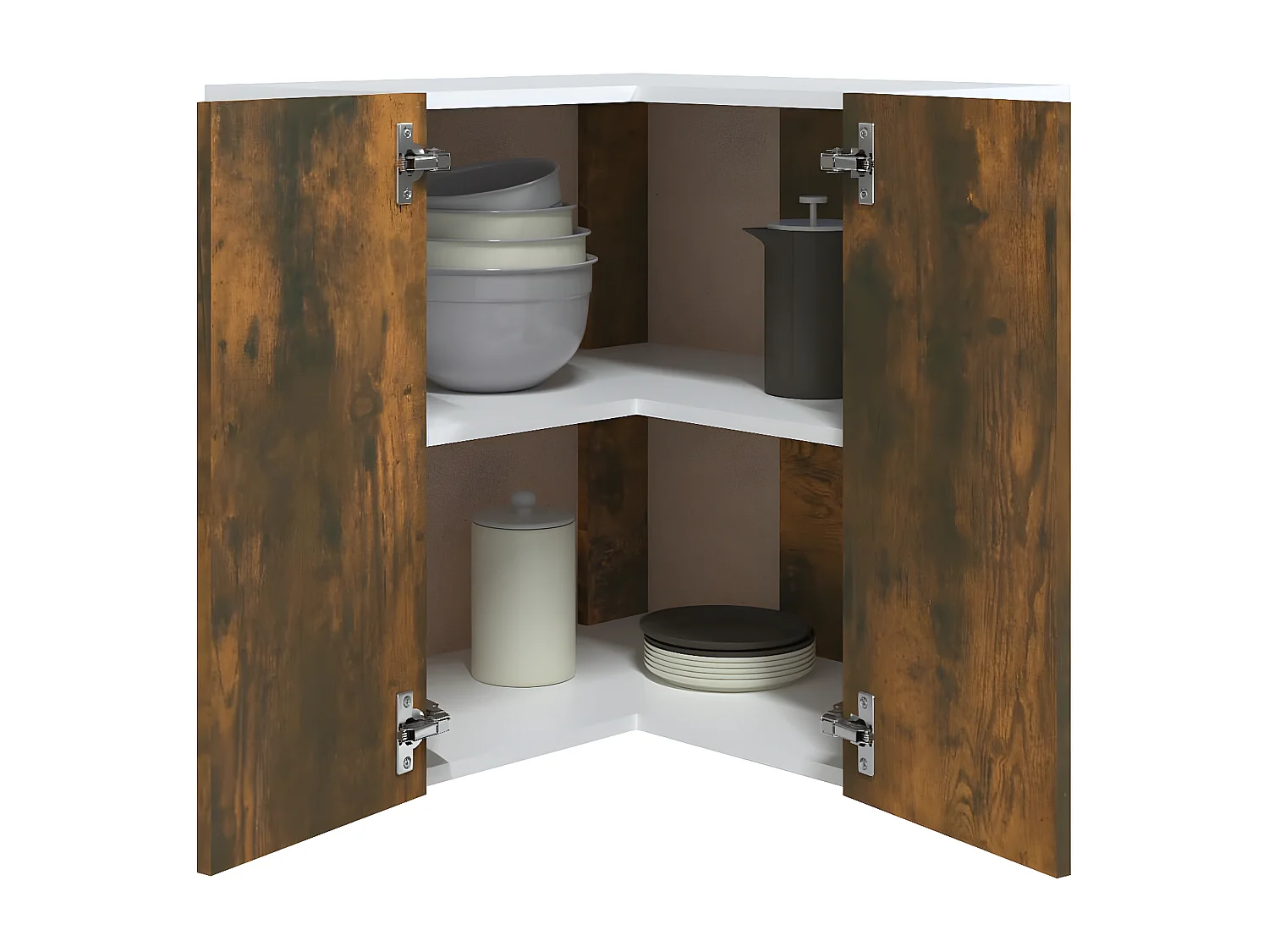 Armoire d'angle suspendue Chêne fumé 57x57x60 cm FR32622