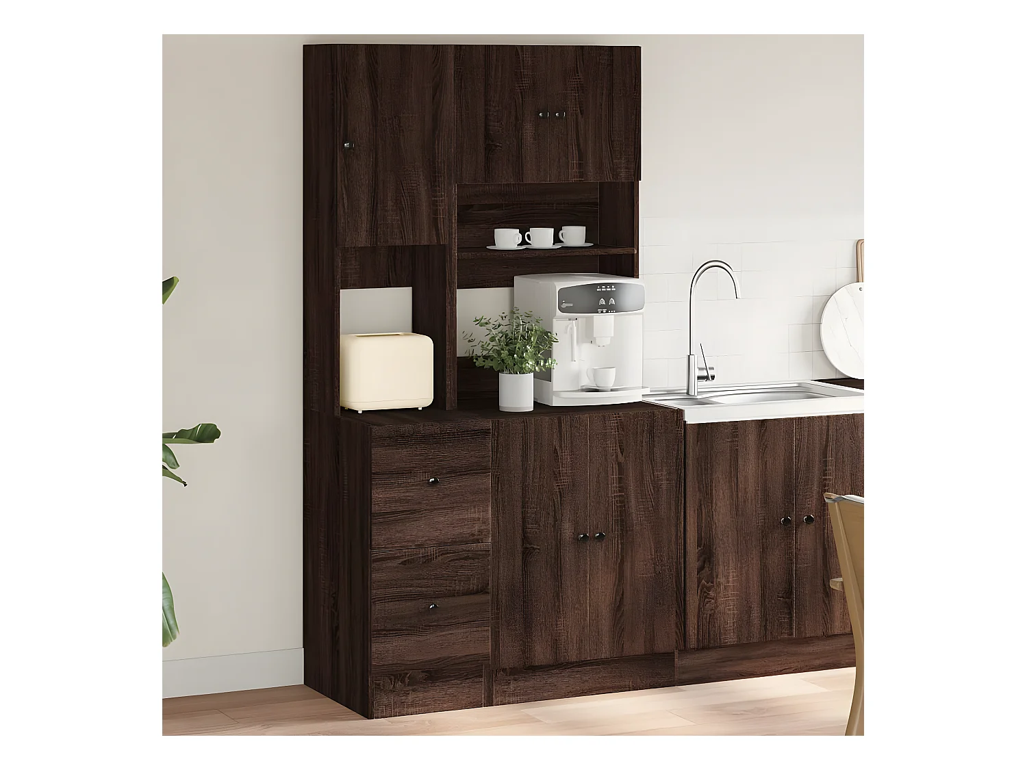 Caisson de cuisine chêne marron 95x50x180 cm bois d’ingénierie FR31374