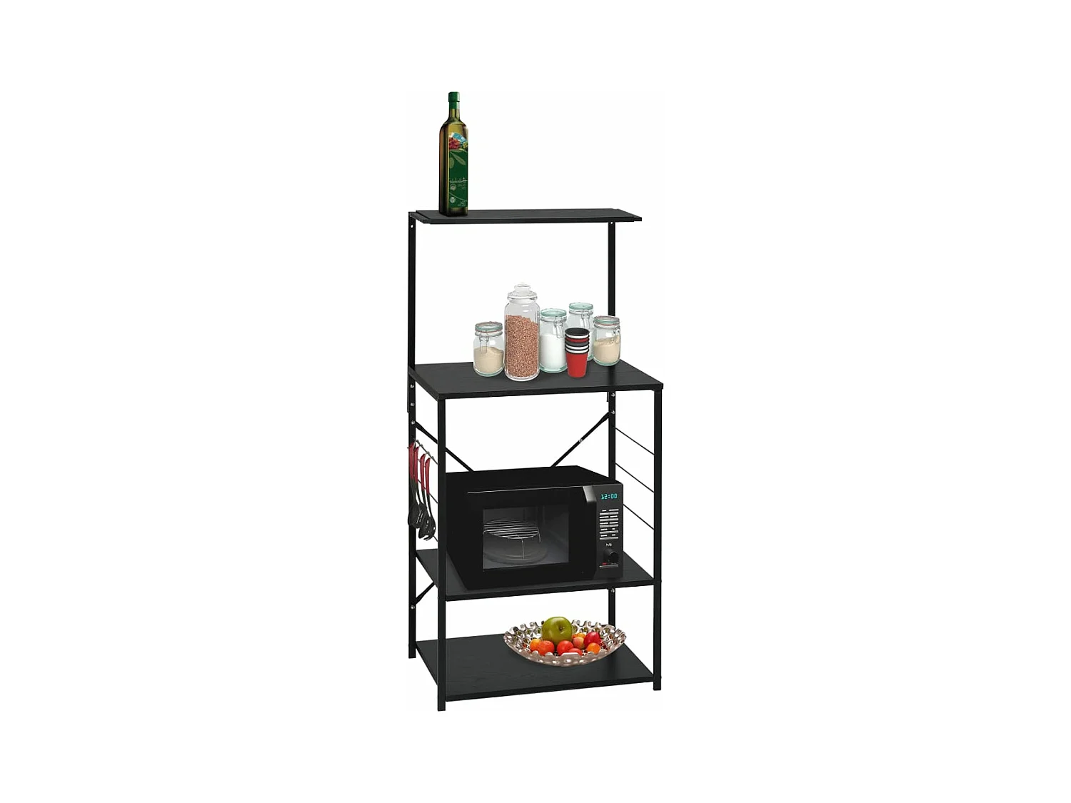 Armoire à four à micro-ondes noir 60x39,6x123cm bois ingénierie FR34381