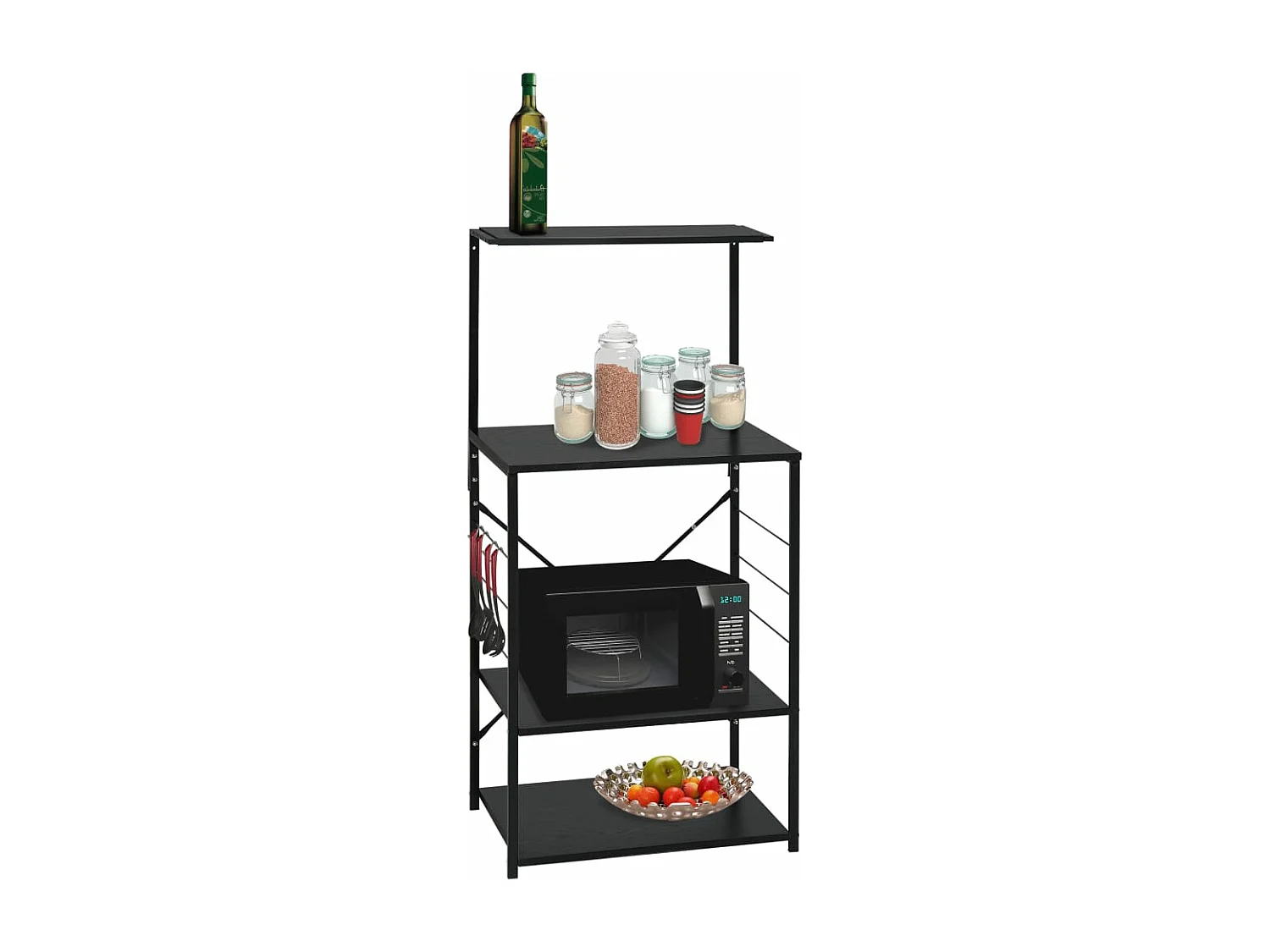 Armario para microondas madera ingeniería negro 60x39,6x123 cm ES975391