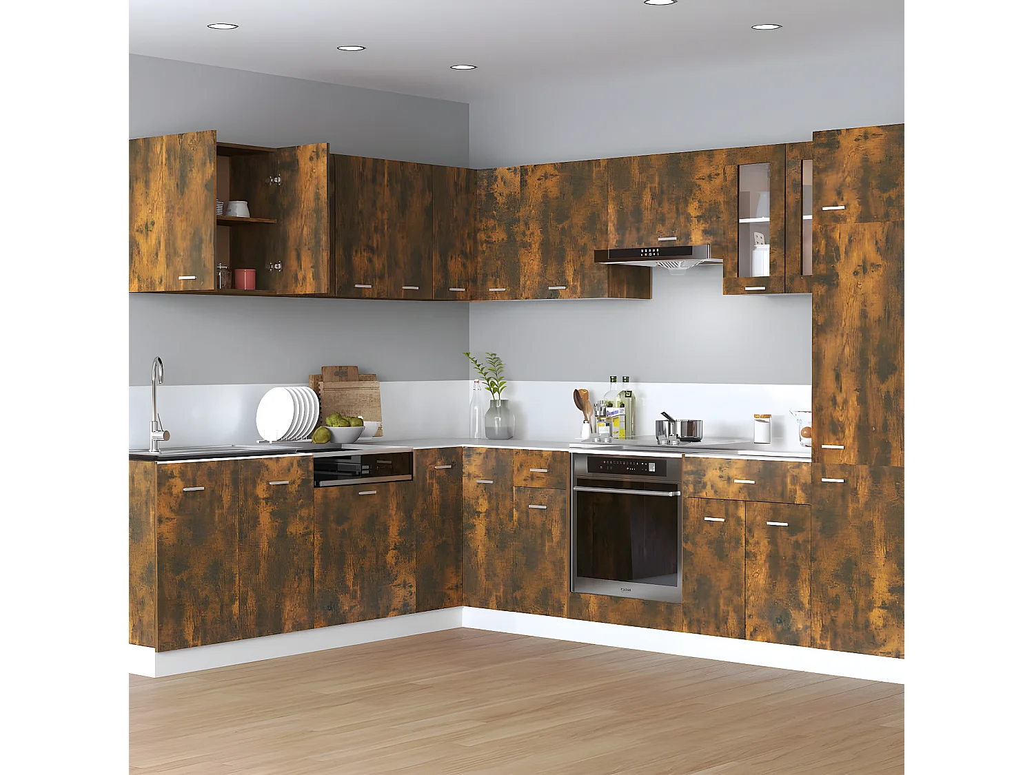 Armario colgante madera de ingeniería roble ahumado 60x31x60 cm ES428882