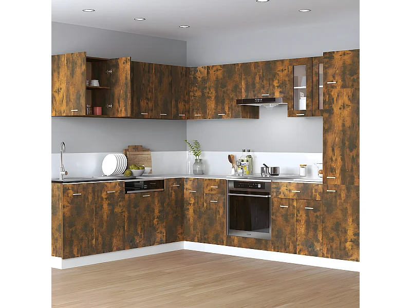 Armário de parede 60x31x60 cm derivados madeira carvalho fumado PT865141