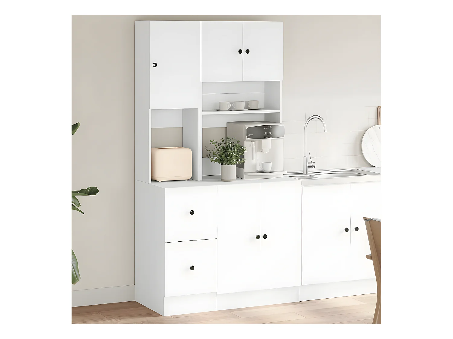Caisson de cuisine blanc 95x50x180 cm bois d'ingénierie FR95524
