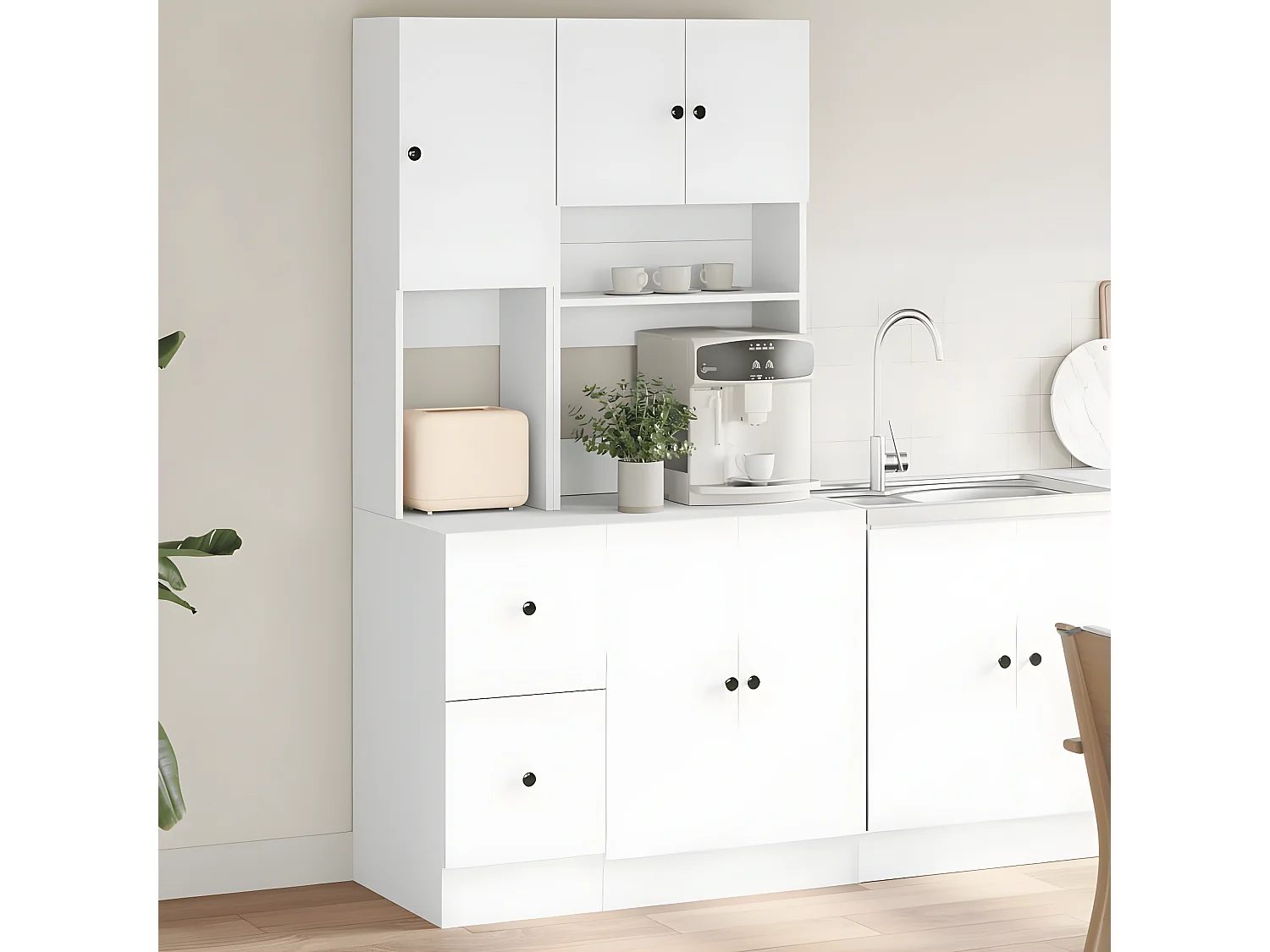 Caisson de cuisine blanc 95x50x180 cm bois d'ingénierie FR95524