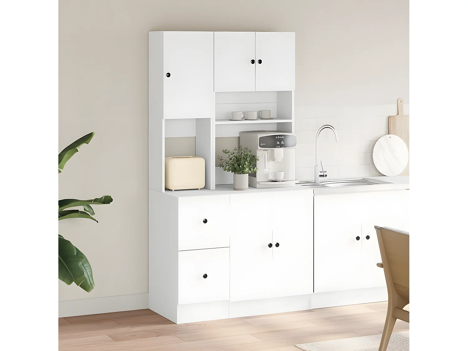 Caisson de cuisine blanc 95x50x180 cm bois d'ingénierie FR95524