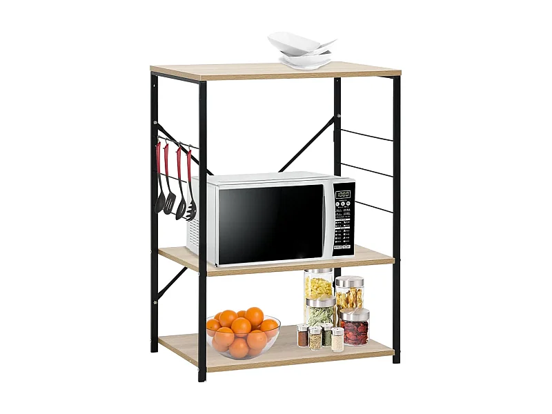 Magnetronkast 60x39,6x79,5 cm bewerkt hout zwart en eikenkleur BE804949