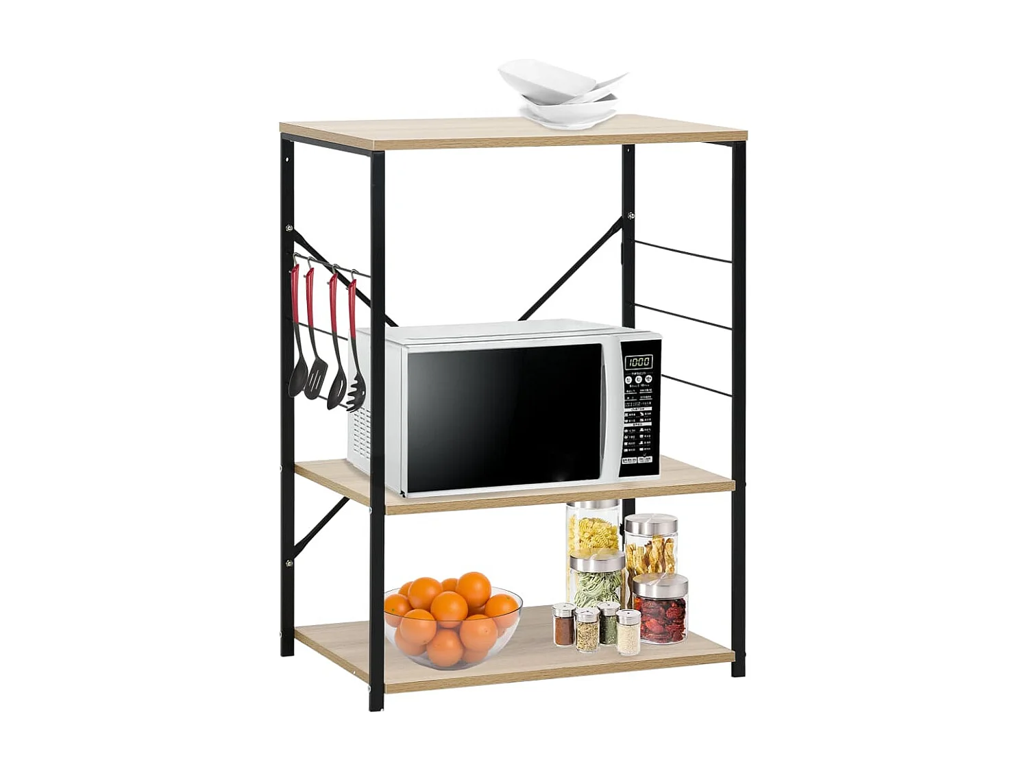 Armario microondas madera ingeniería negro roble 60x39,6x79,5cm ES765187