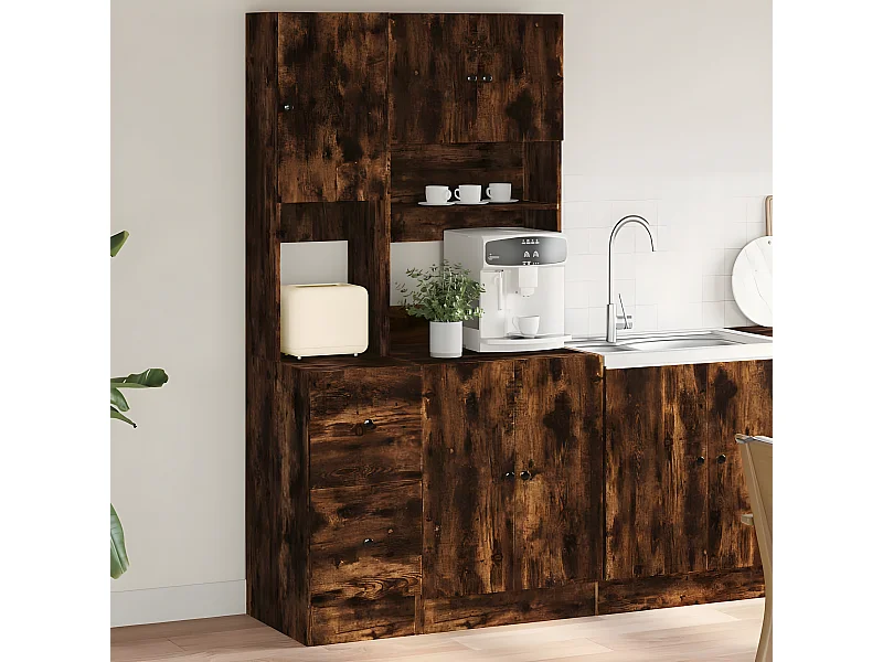 Mueble de cocina madera ingeniería roble ahumado 95x50x180 cm ES379222