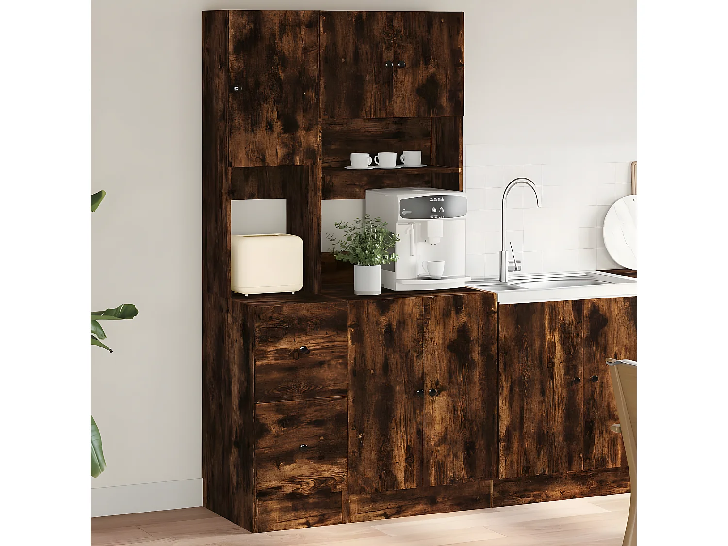 Caisson de cuisine chêne fumé 95x50x180 cm bois d'ingénierie FR17955