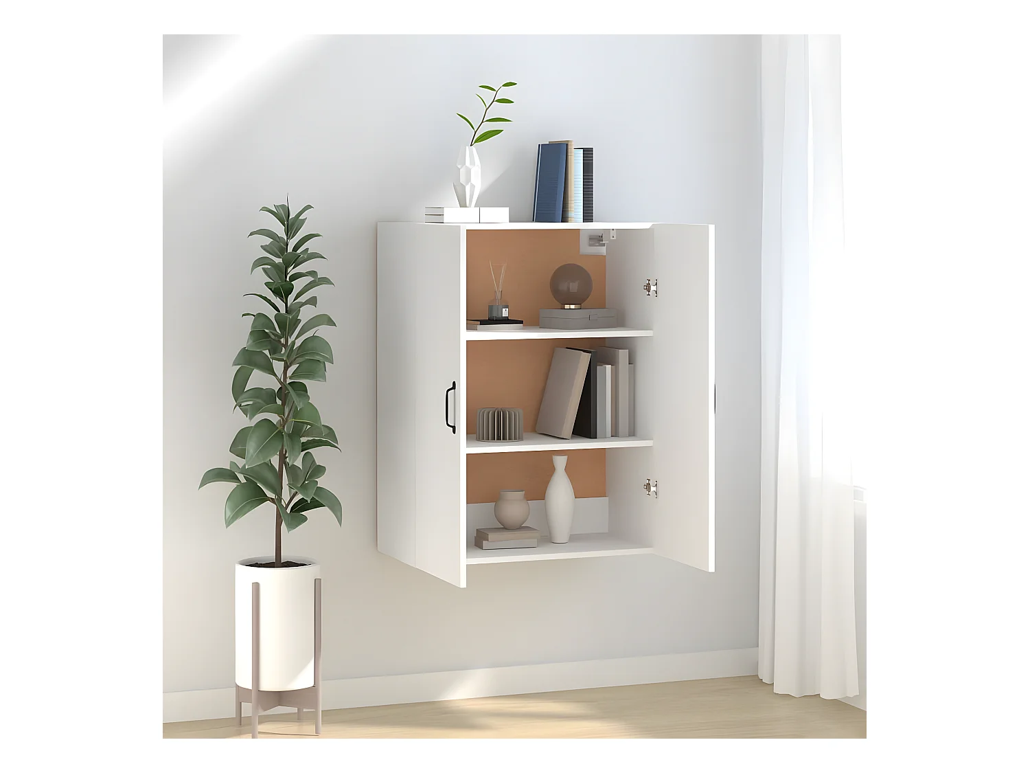 Armoire suspendue Blanc 69,5x34x90 cm Bois d'ingénierie FR41364