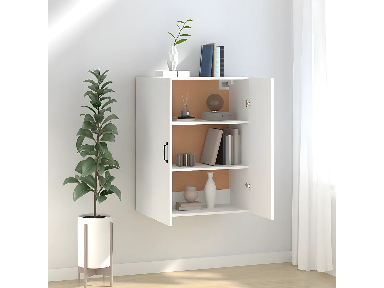 Armario colgante de madera de ingeniería blanco 69,5x34x90 cm ES649386