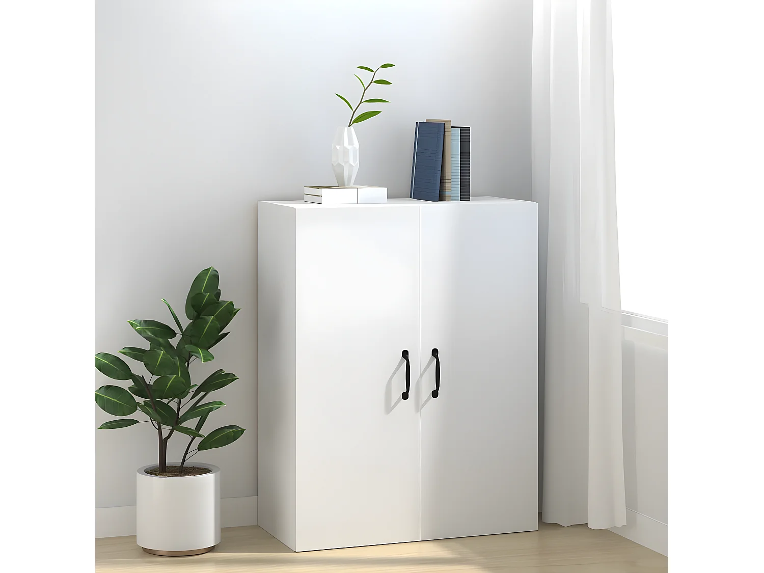 Armoire suspendue Blanc 69,5x34x90 cm Bois d'ingénierie FR41364