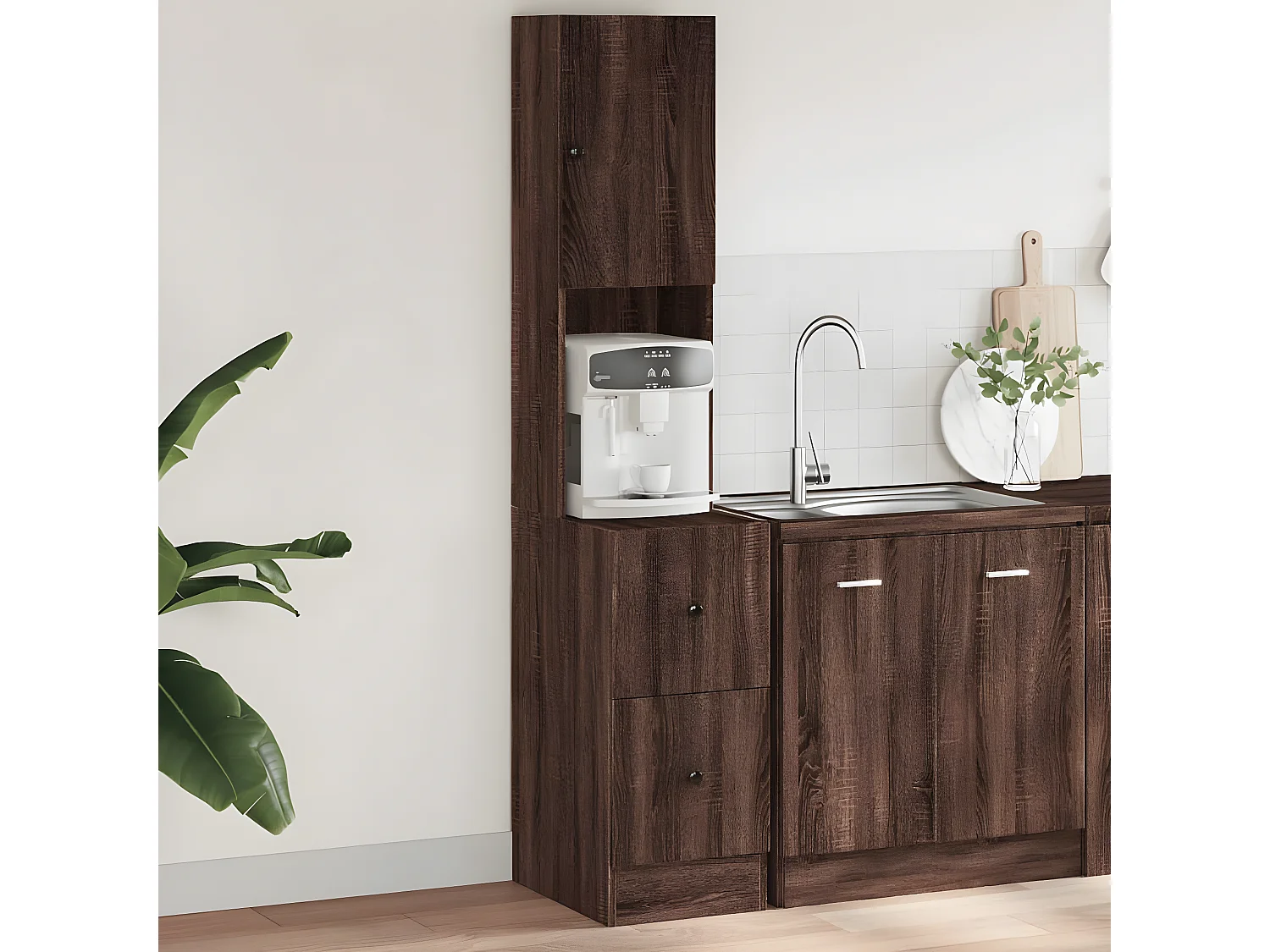 Mueble de cocina madera ingeniería marrón roble 35x50x180 cm ES128602