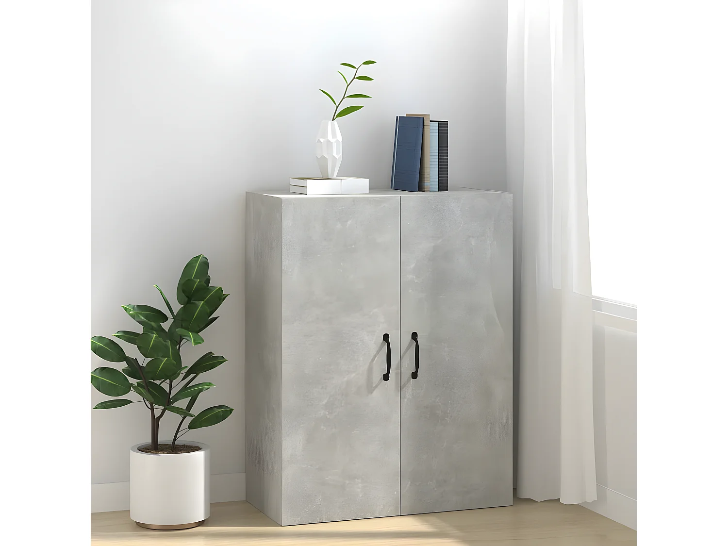 Armario colgante madera ingeniería gris hormigón 69,5x34x90 cm ES927273