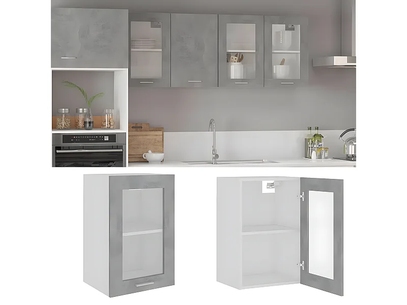 Armario colgante cristal contrachapada gris hormigón 40x31x60cm ES129724