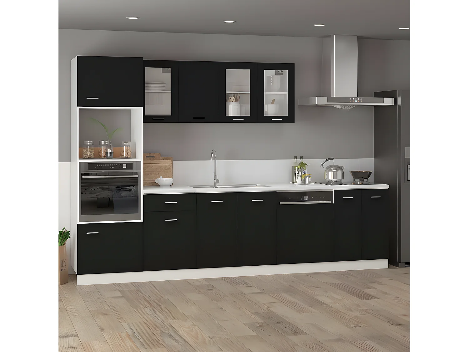 Armoire en verre suspendue Noir 80x31x60 cm Bois d'ingénierie FR32543