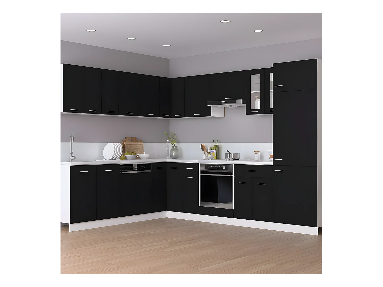 Armario colgante de cocina contrachapada negro 80x31x60 cm ES594258