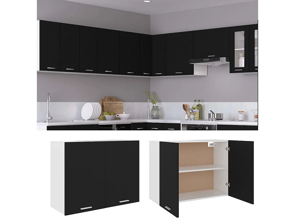 Armoire suspendue Noir 80x31x60 cm Bois d’ingénierie FR93908