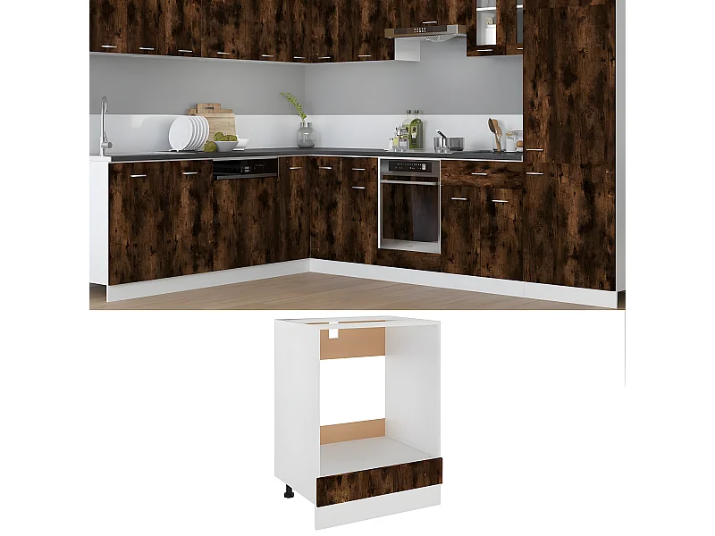 Armário p/ forno 60x46x81,5cm derivados madeira carvalho fumado PT930508