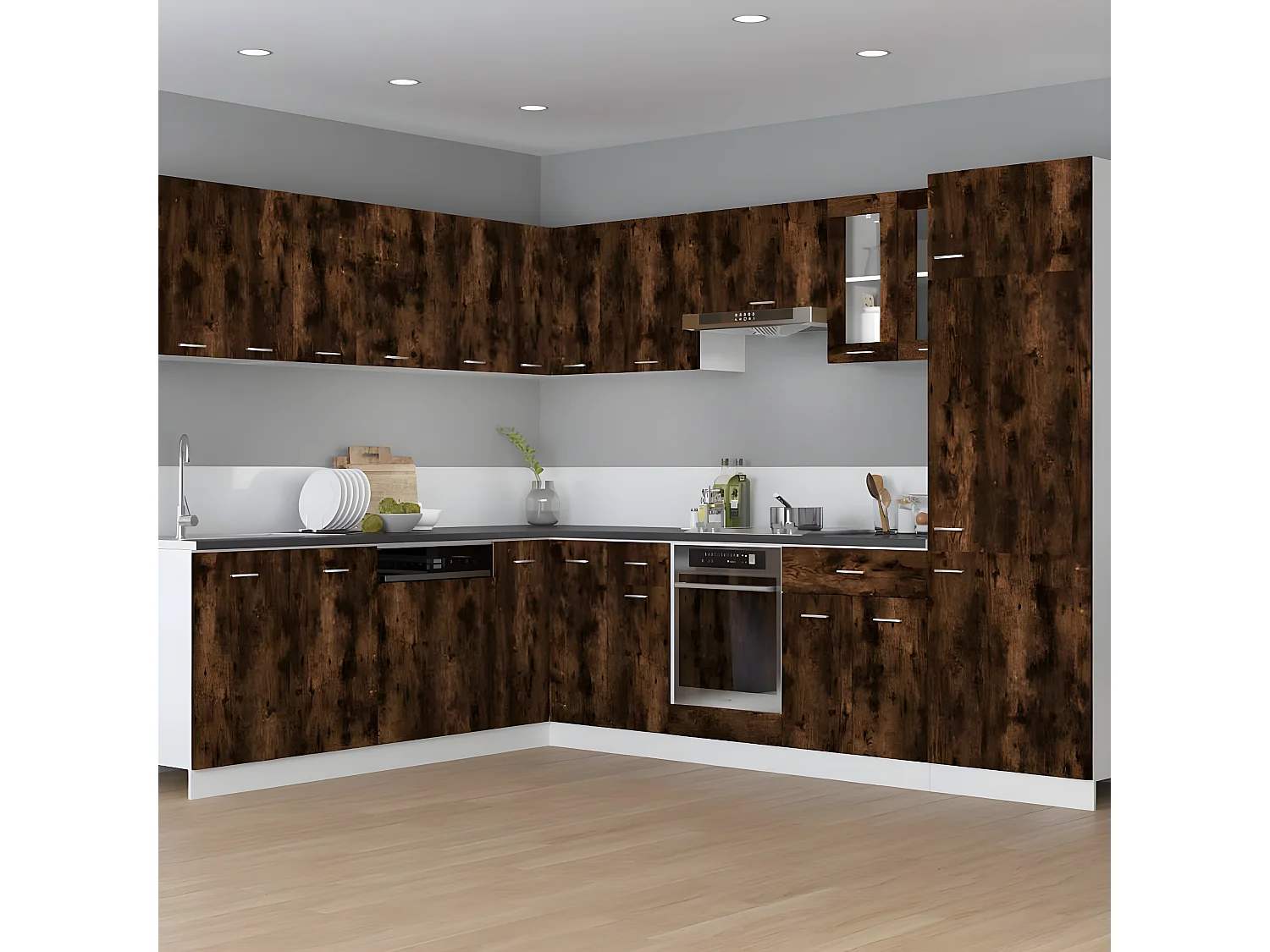 Armário p/ forno 60x46x81,5cm derivados madeira carvalho fumado PT930508