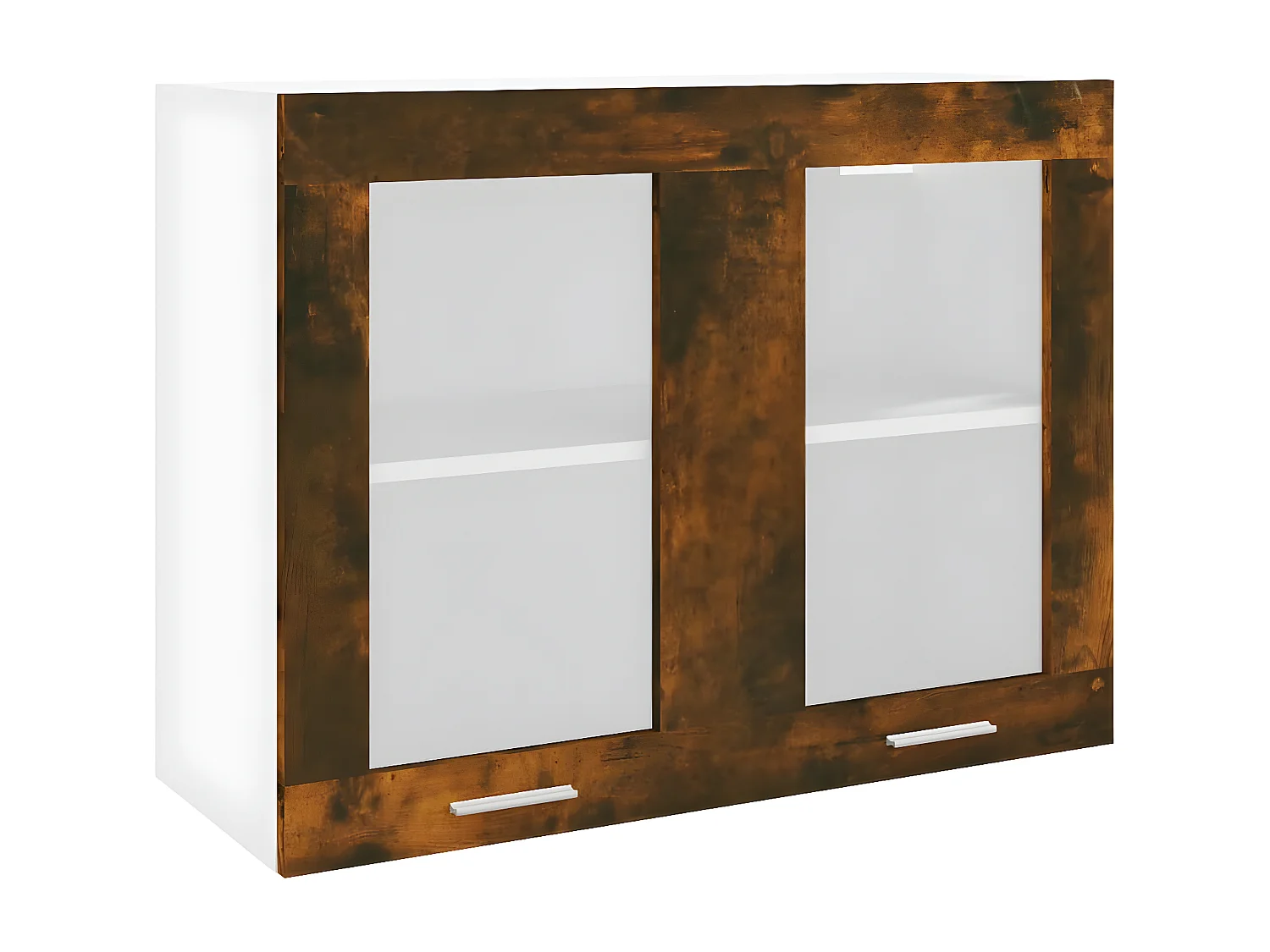 Armario vitrina colgante madera roble ahumado 80x31x60 cm ES957286