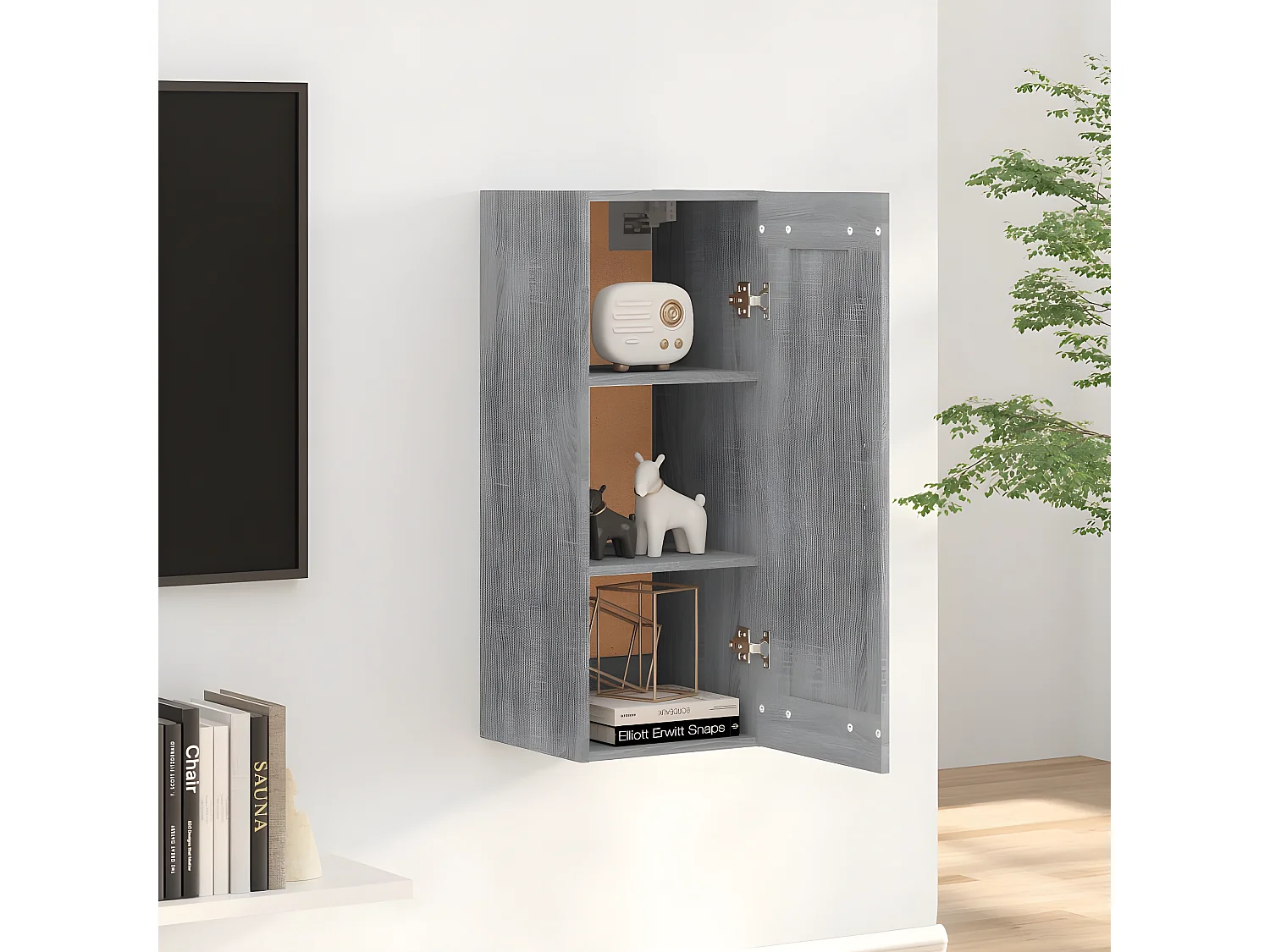 Armario colgante madera de ingeniería gris sonoma 35x34x90 cm ES236961