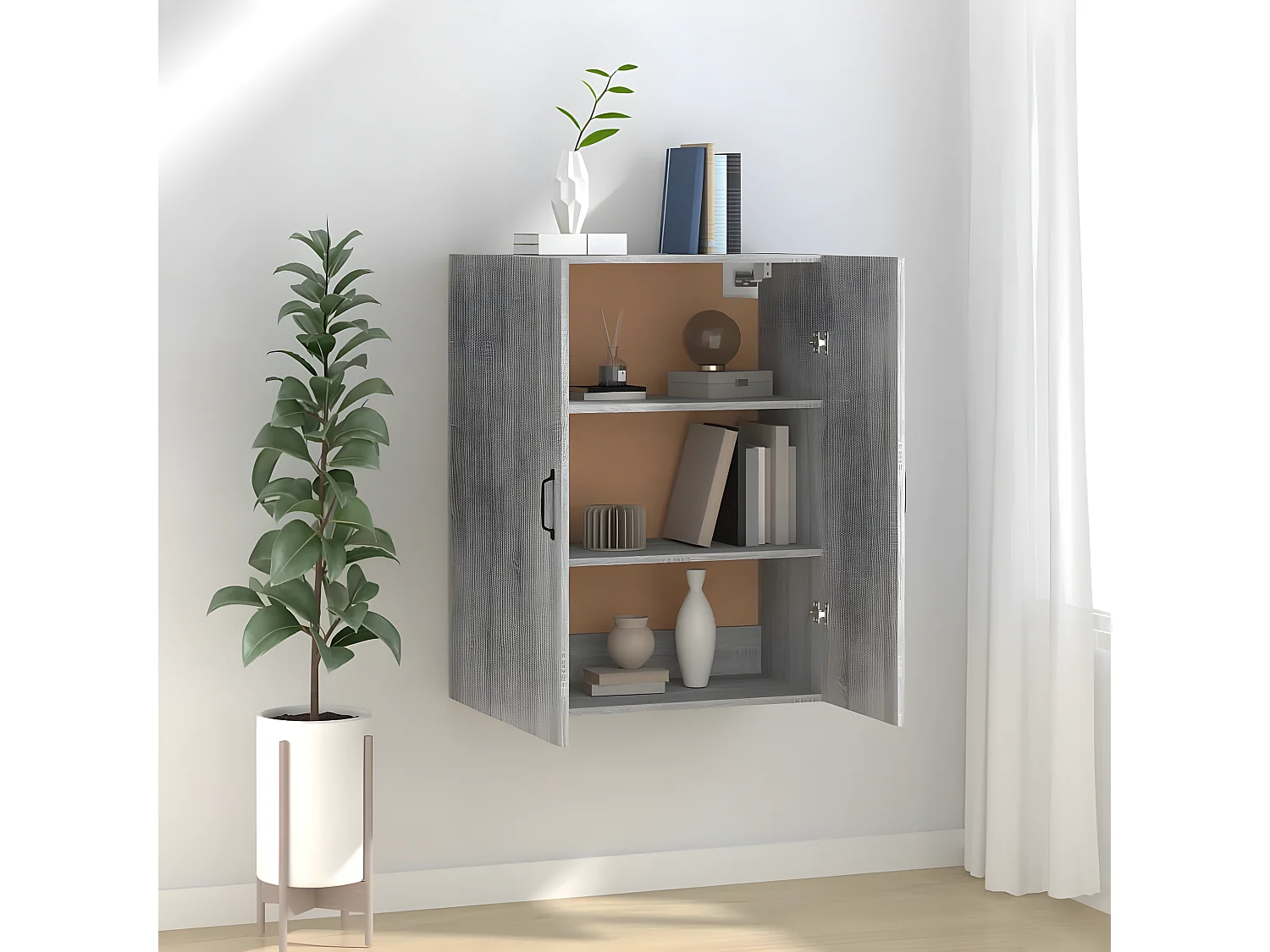 Armoire suspendue Sonoma gris 69,5x34x90 cm Bois d'ingénierie FR13899