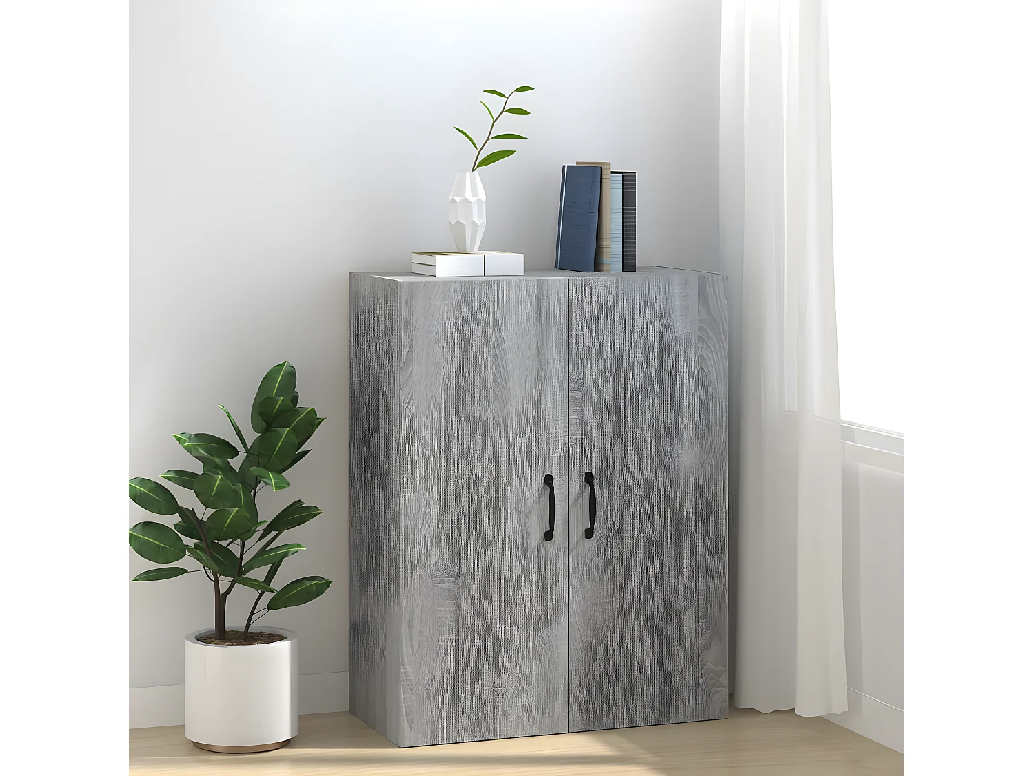 Armoire suspendue Sonoma gris 69,5x34x90 cm Bois d'ingénierie FR13899