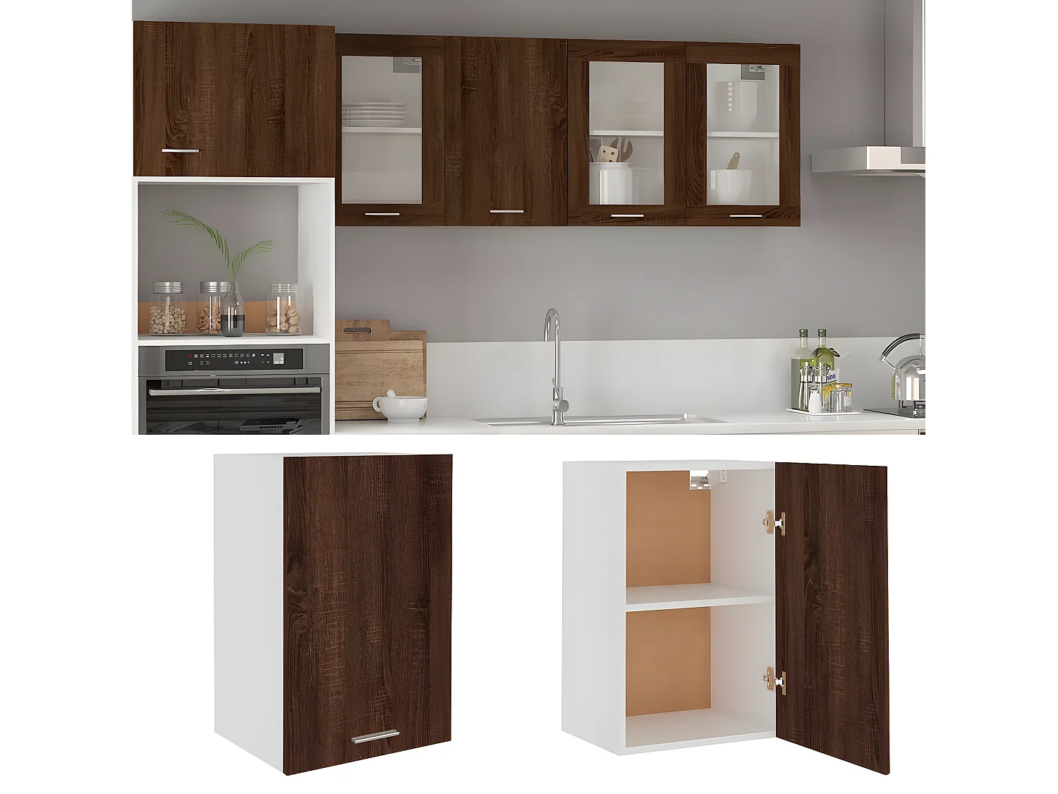 Wandkast 39,5x31x60 cm bewerkt hout bruin eikenkleur BE441606