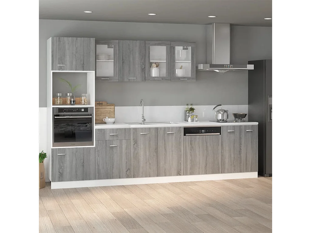 Armoire à micro-ondes Sonoma gris 60x57x207 cm FR93922