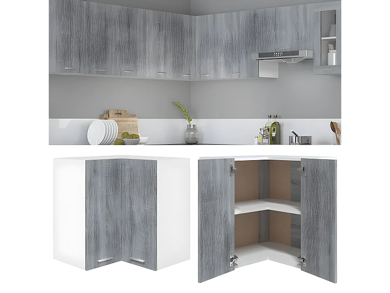 Hanghoekkast 57x57x60 cm bewerkt hout grijs sonoma eikenkleurig BE832254