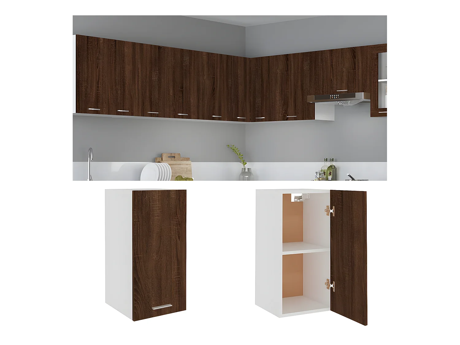 Armoire suspendue Chêne marron 29,5x31x60 cm Bois d'ingénierie FR71677