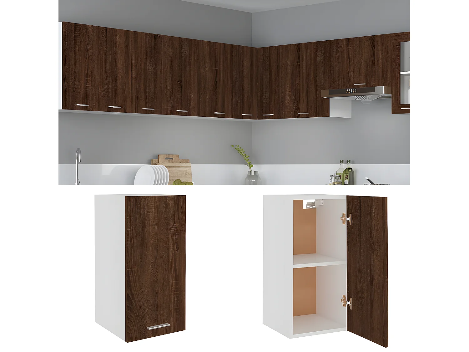 Armoire suspendue Chêne marron 29,5x31x60 cm Bois d'ingénierie FR71677