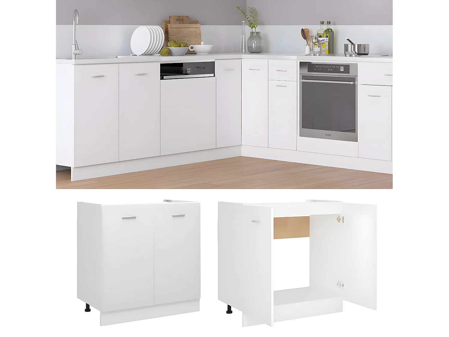 Meuble sous évier Blanc 80x46x81,5 cm Bois ingénierie FR55268