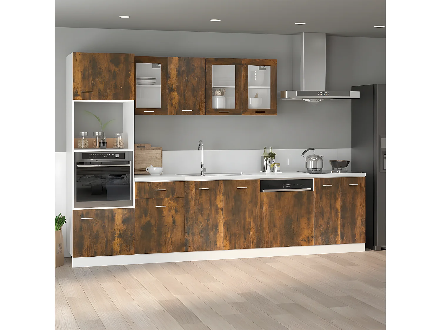 Meuble sous évier Chêne fumé 80x46x81,5 cm FR14302