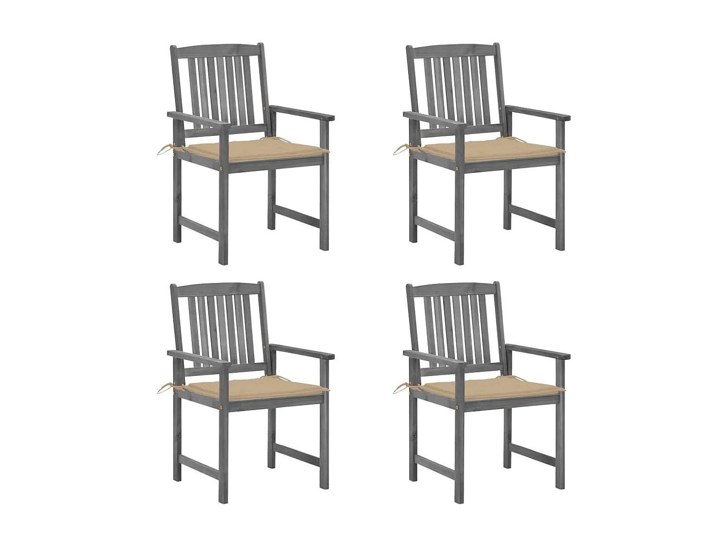 Lot de 4 Chaises de jardin avec coussins Gris Bois d'acacia massif FR99824